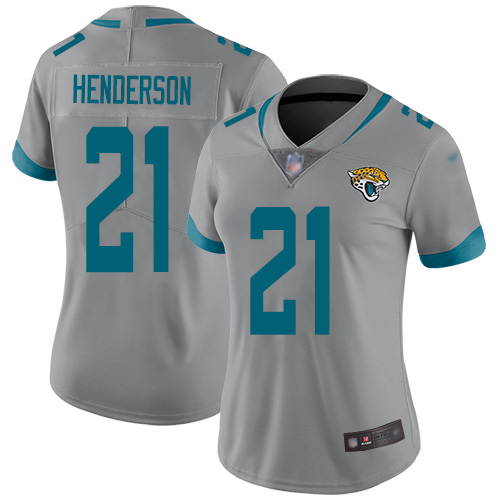 Nike Jacksonville Jaguars #21 C.J. Henderson Silver Women Stitched NFL Limited Inverted Legend Jersey